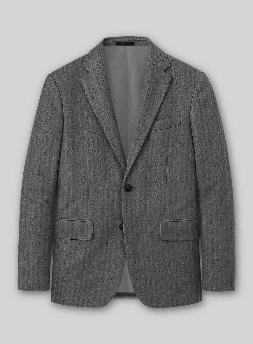Napolean Gray Herringbone Wool Suit - Image 2