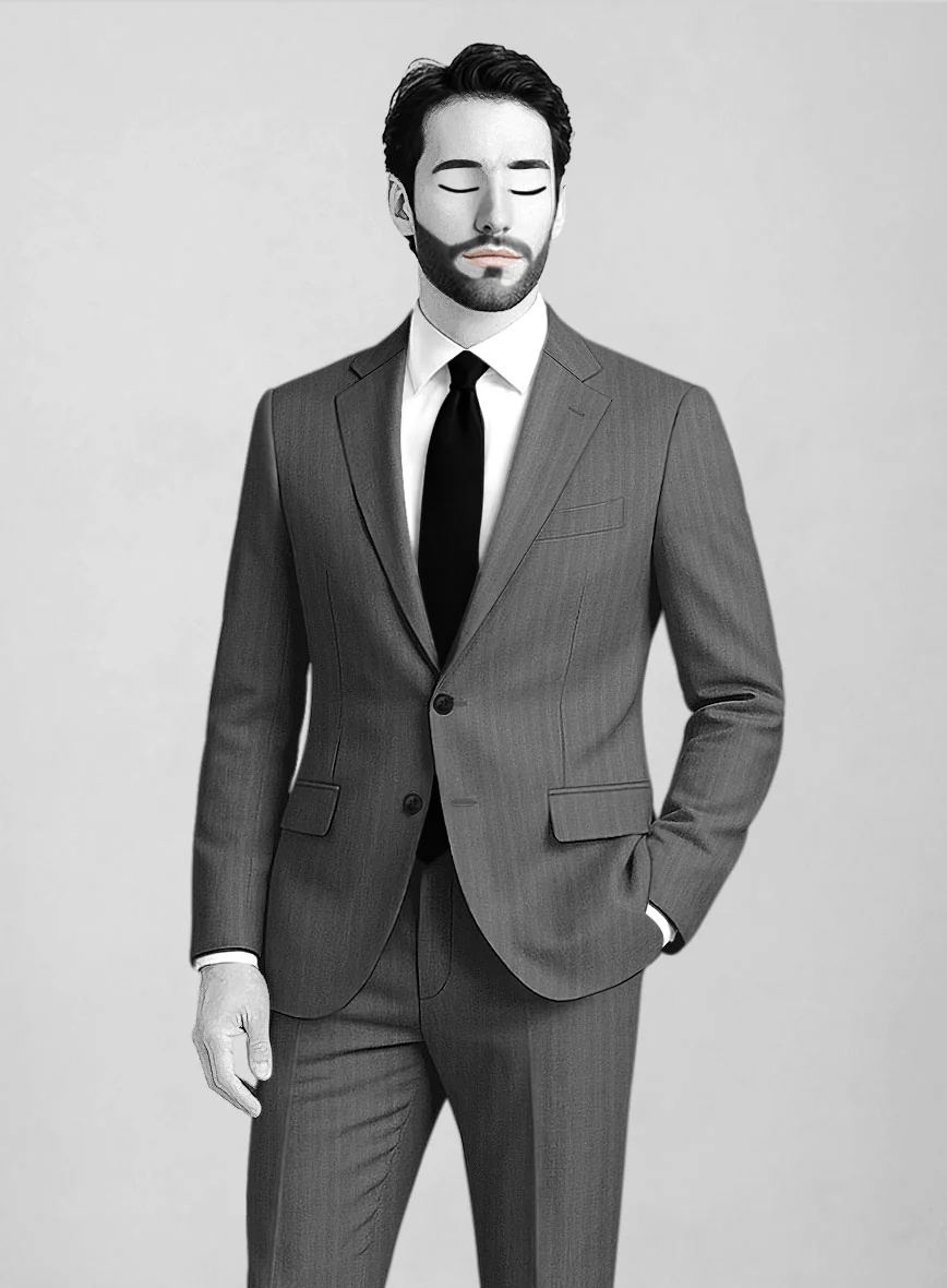 Napolean Gray Herringbone Wool Suit - Image 3