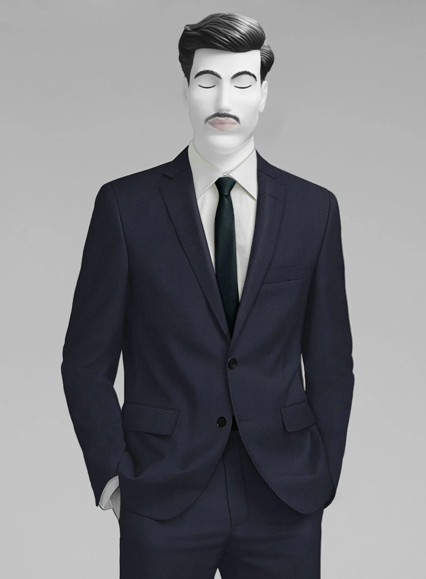 Napolean Imperial Blue Herringbone Wool Jacket - Image 2