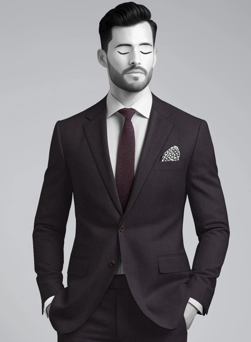 Napolean Imperial Brown Herringbone Wool Suit - Image 3
