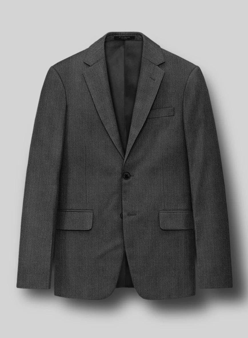 Napolean Imperial Gray Herringbone Wool Jacket
