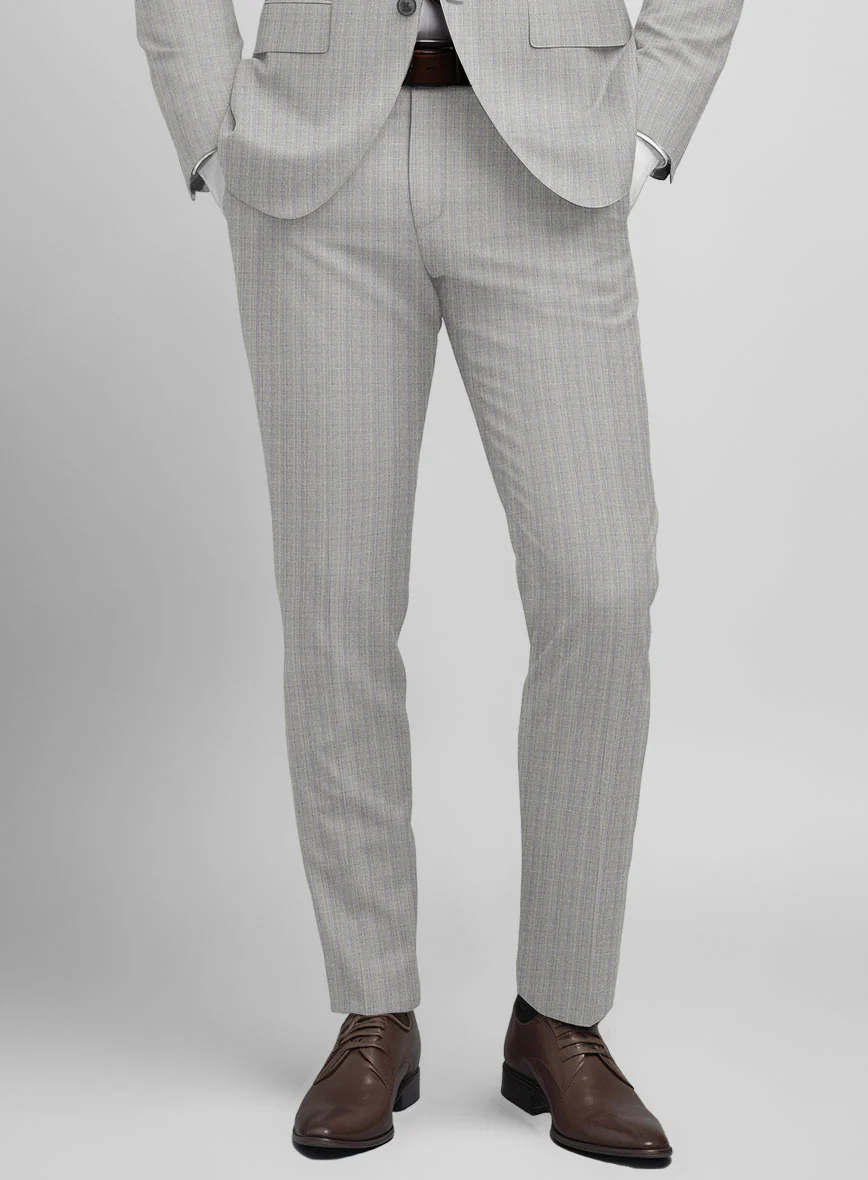 Napolean Inigo Stripe Ice Gray Wool Suit - Image 6