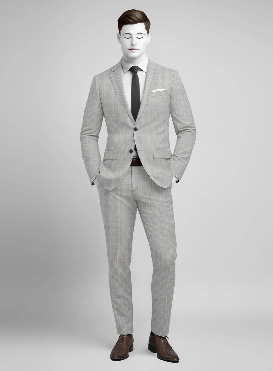 Napolean Inigo Stripe Ice Gray Wool Suit