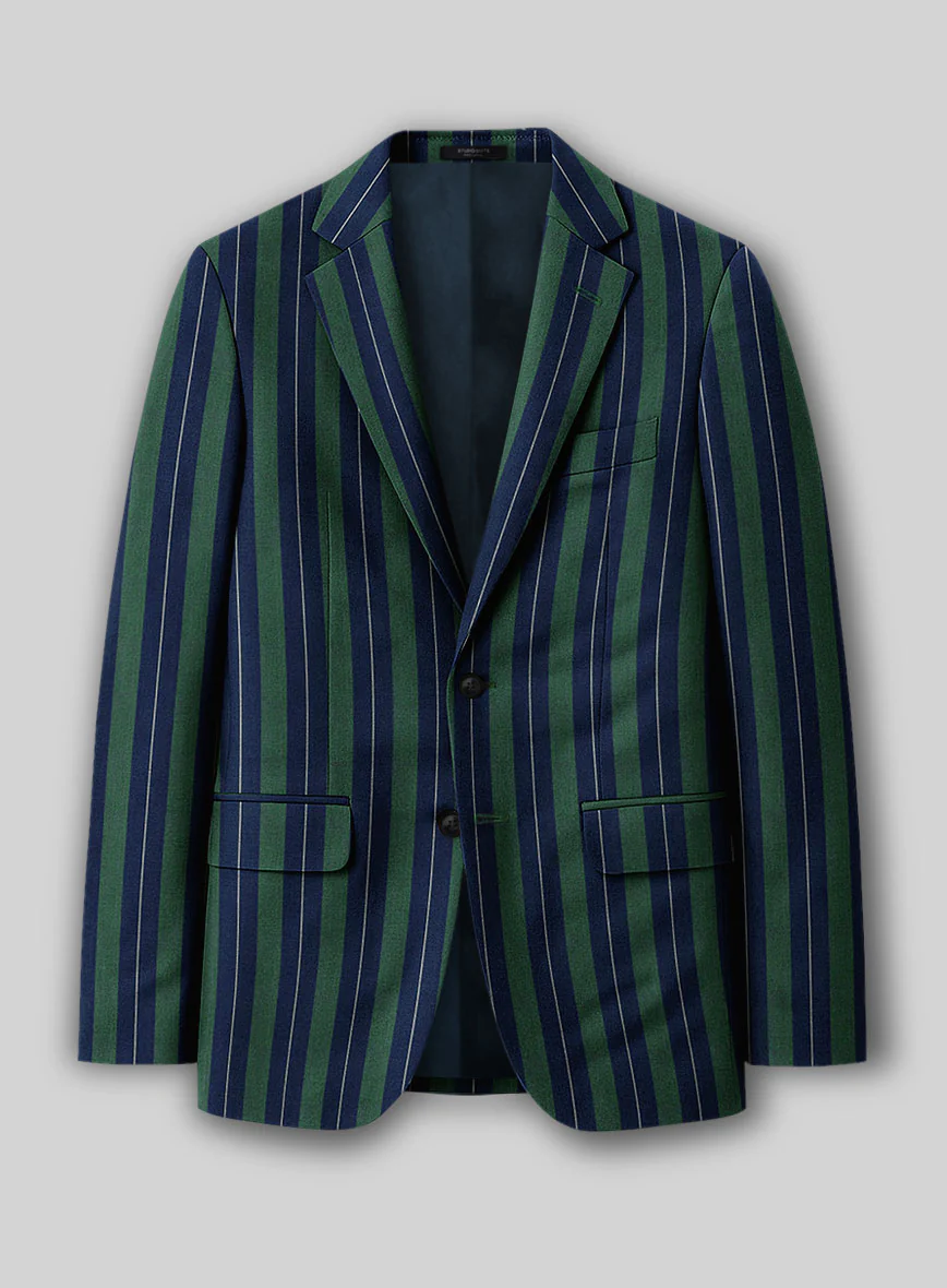 Napolean Izzaro Stripe Green Blue Wool Jacket