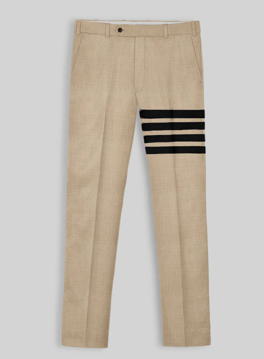 Napolean Khaki Wool Black Bar Trouser