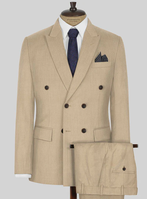 Napolean Khaki Wool Double Breasted Suit