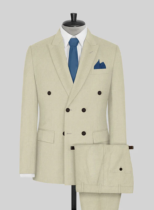 Napolean Light Beige Wool Double Breasted Suit