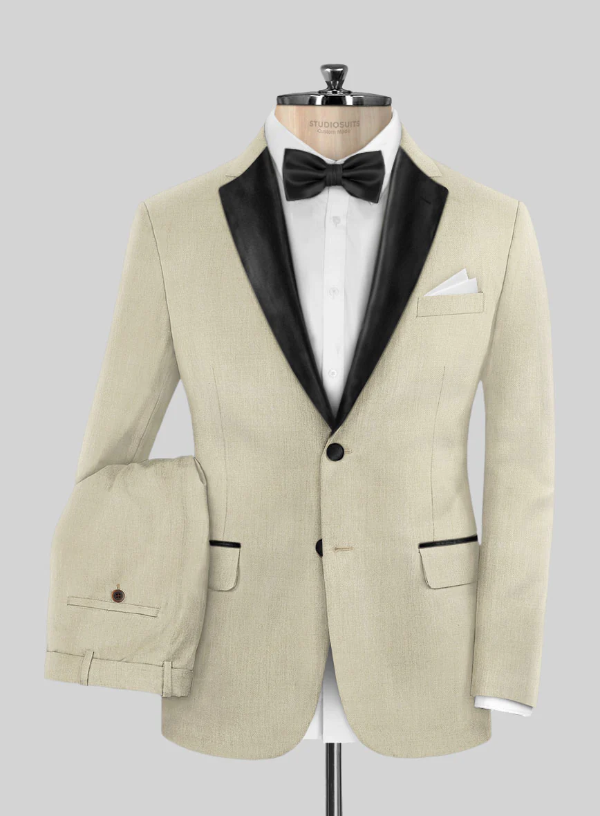 Napolean Light Beige Wool Tuxedo Suit - Image 2