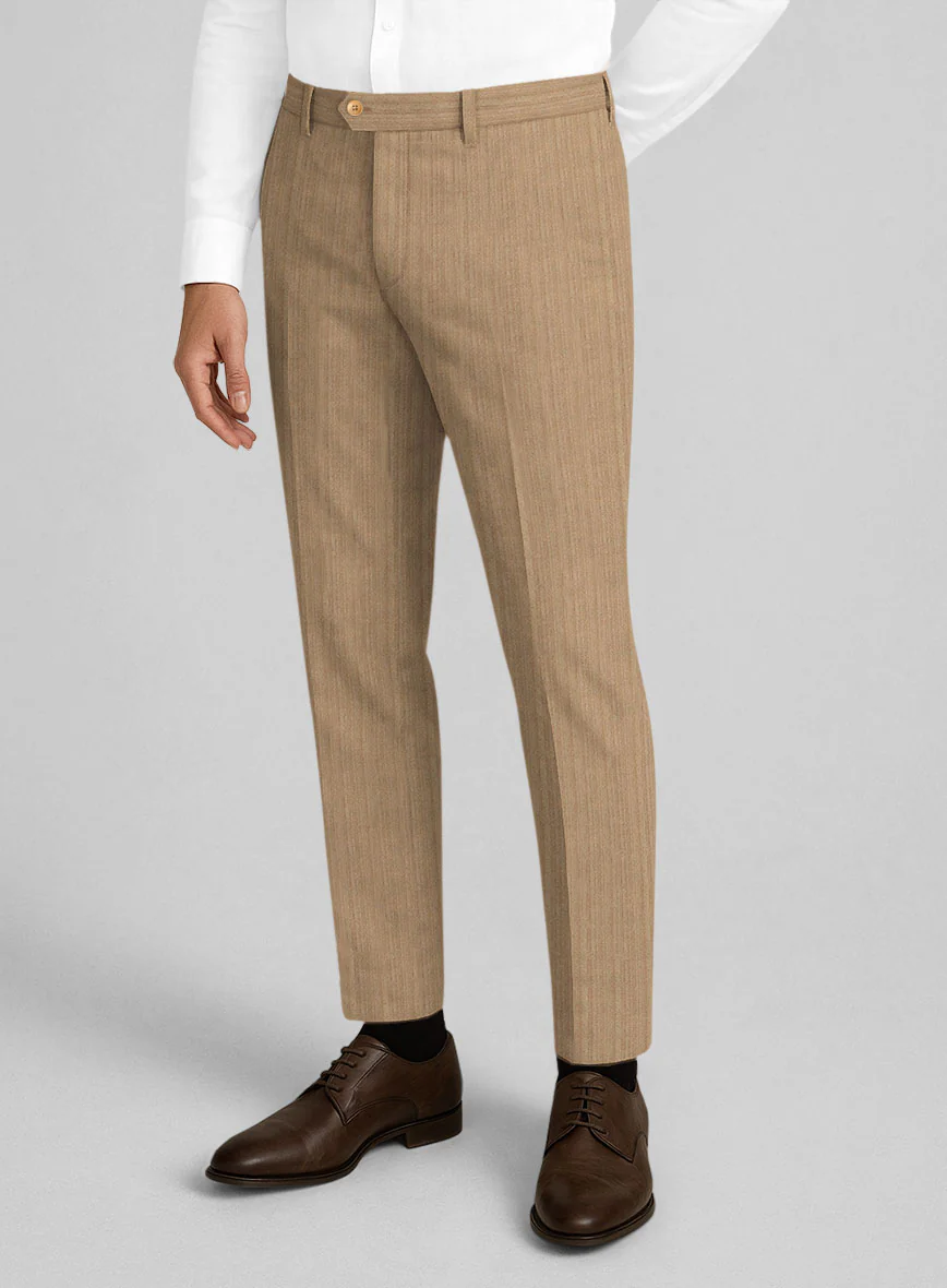 Napolean Lurvani Herringbone Biscotti Wool Pants