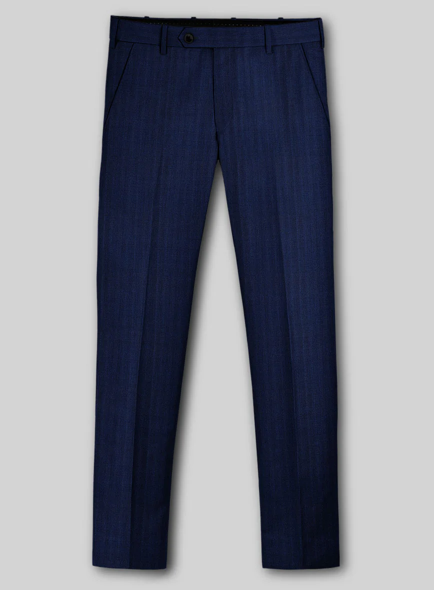 Napolean Lurvani Herringbone Blue Wool Pants - Image 2