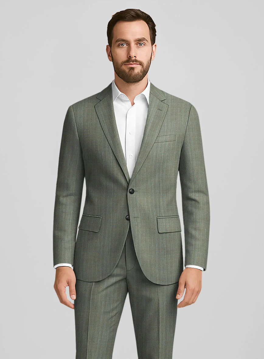 Napolean Lurvani Herringbone Mist Wool Suit - Image 3