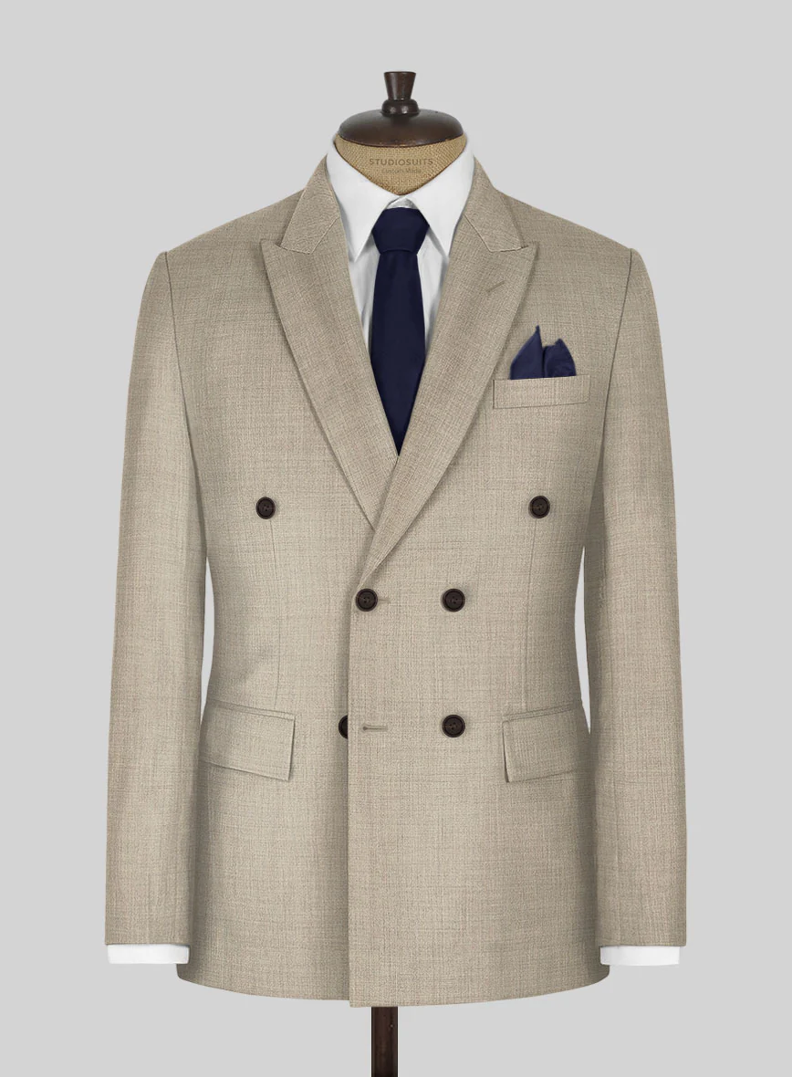 Napolean Melange Khaki Wool Double Breasted Jacket