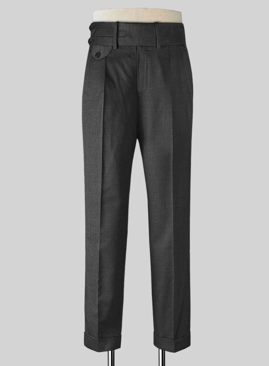 Napolean Mid Charcoal Double Gurkha Wool Trousers