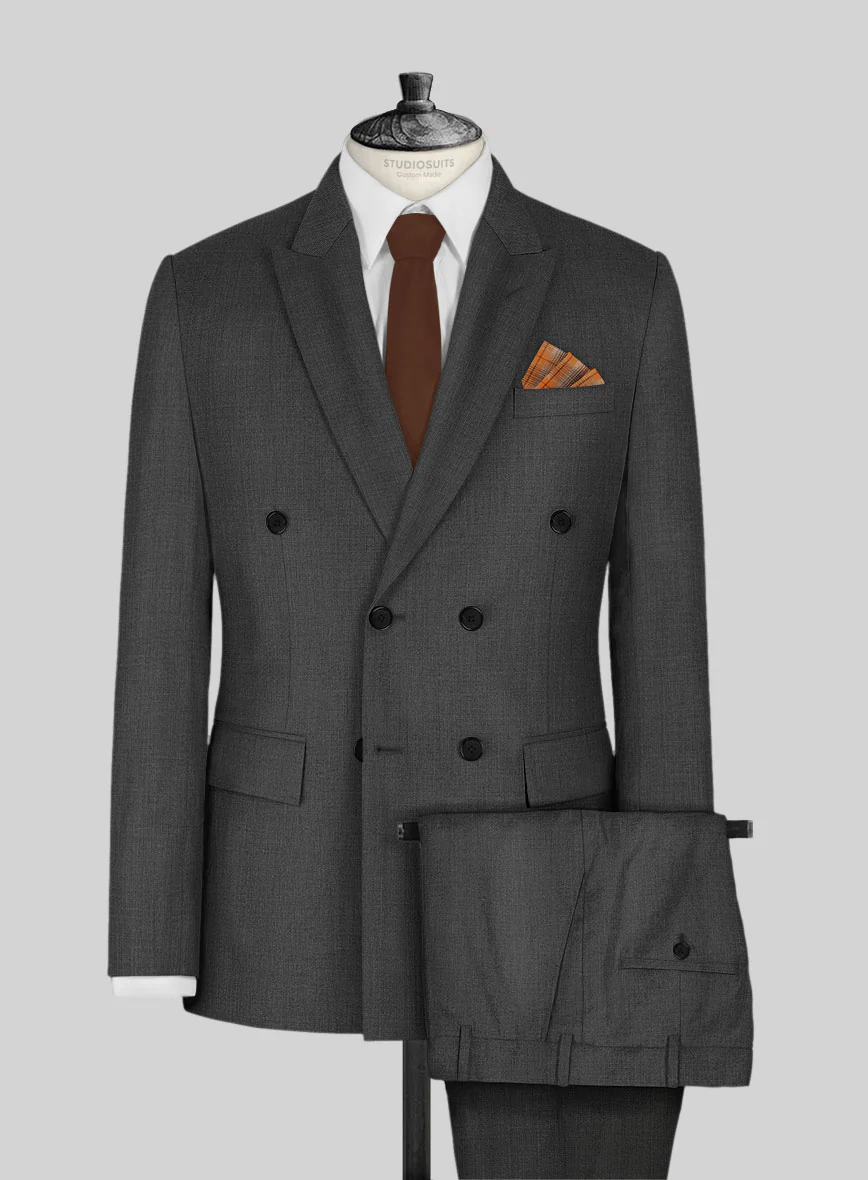 Napolean Mid Charcoal Wool Double Breasted Suit
