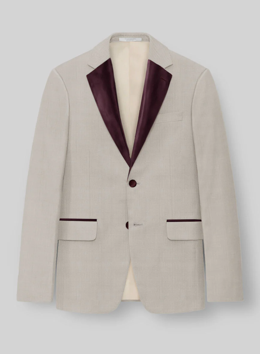 Napolean Muted Beige Wool Tuxedo Jacket