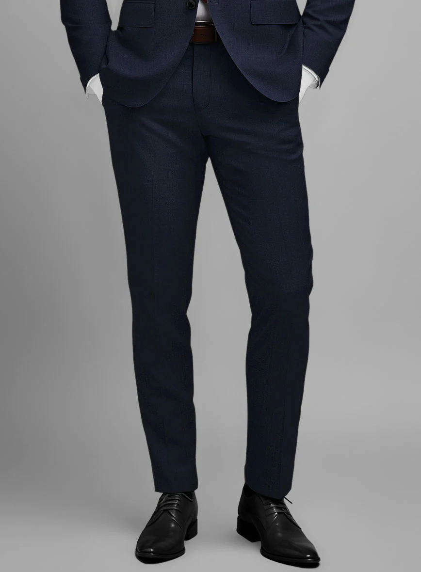 Napolean Navy Herringbone Wool Pants - Image 2