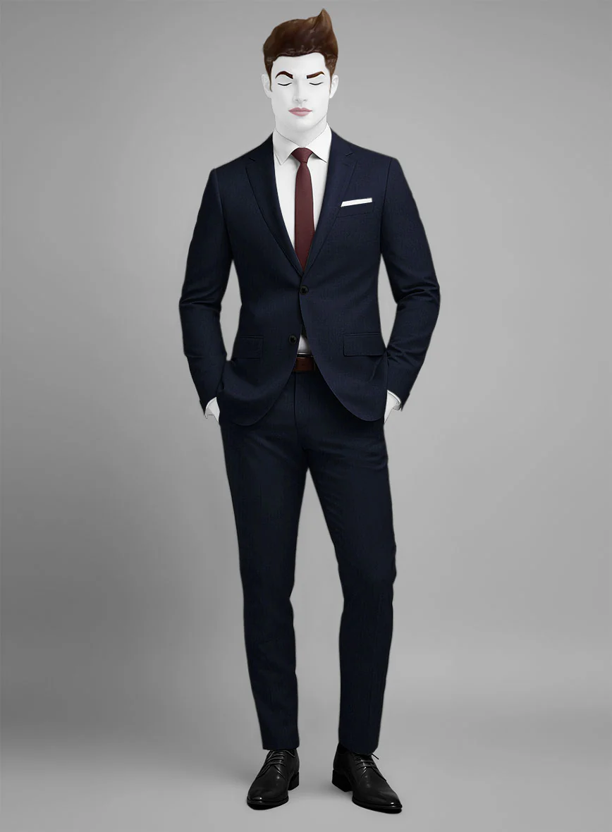 Napolean Navy Herringbone Wool Suit