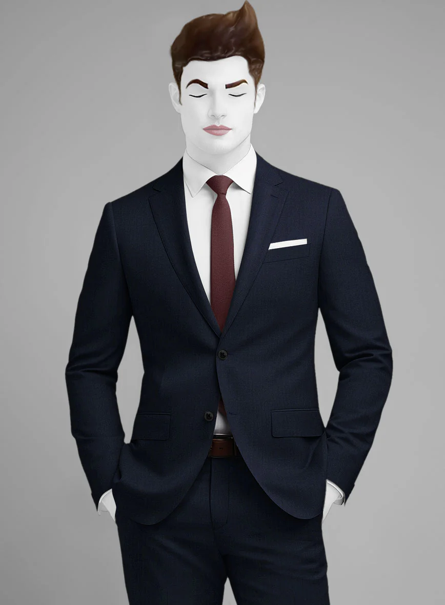 Napolean Navy Herringbone Wool Suit - Image 4