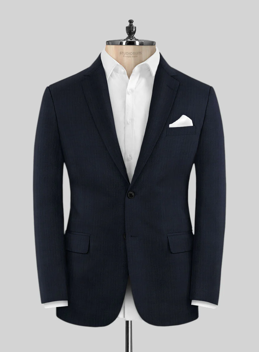 Napolean Navy Herringbone Wool Suit - Image 5