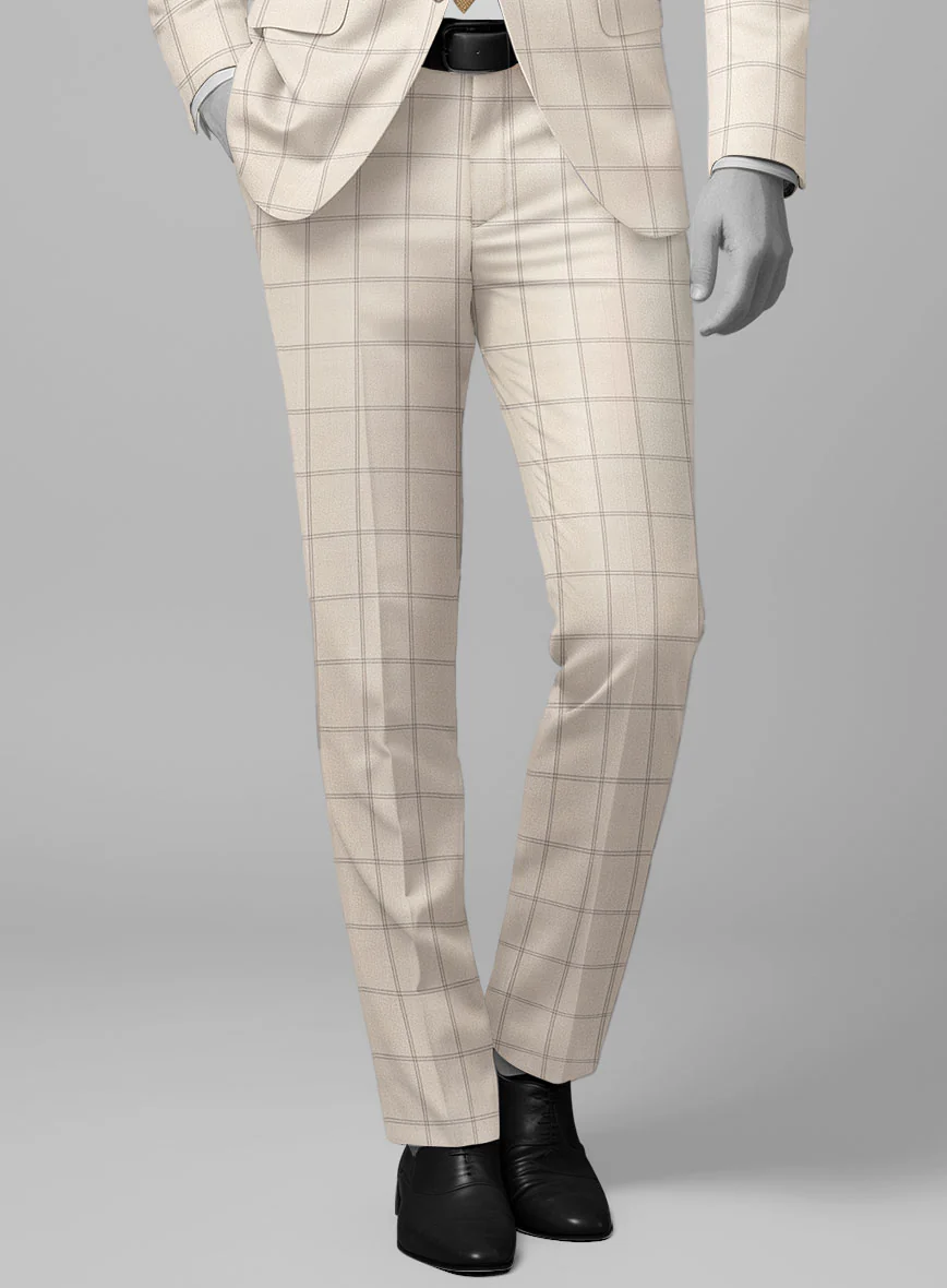 Napolean Noemi Windowpane Beige Wool Suit - Image 5