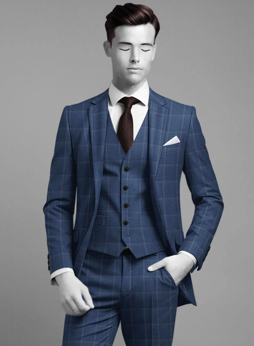 Napolean Noemi Windowpane Blue Wool Jacket - Image 2