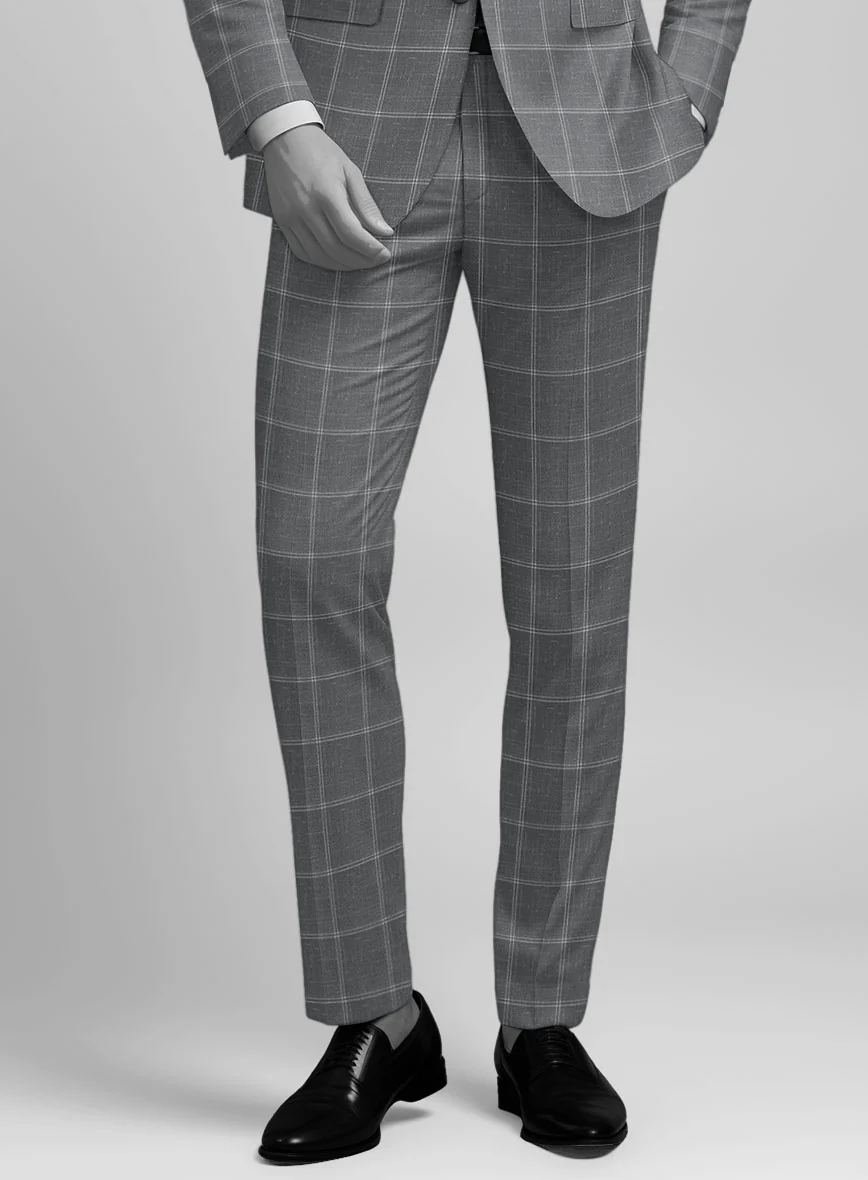Napolean Noemi Windowpane Gray Wool Pants - Image 2