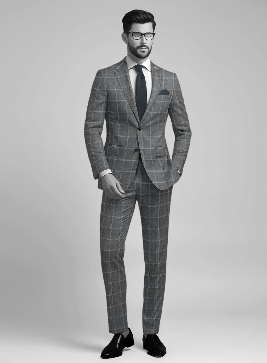 Napolean Noemi Windowpane Gray Wool Suit