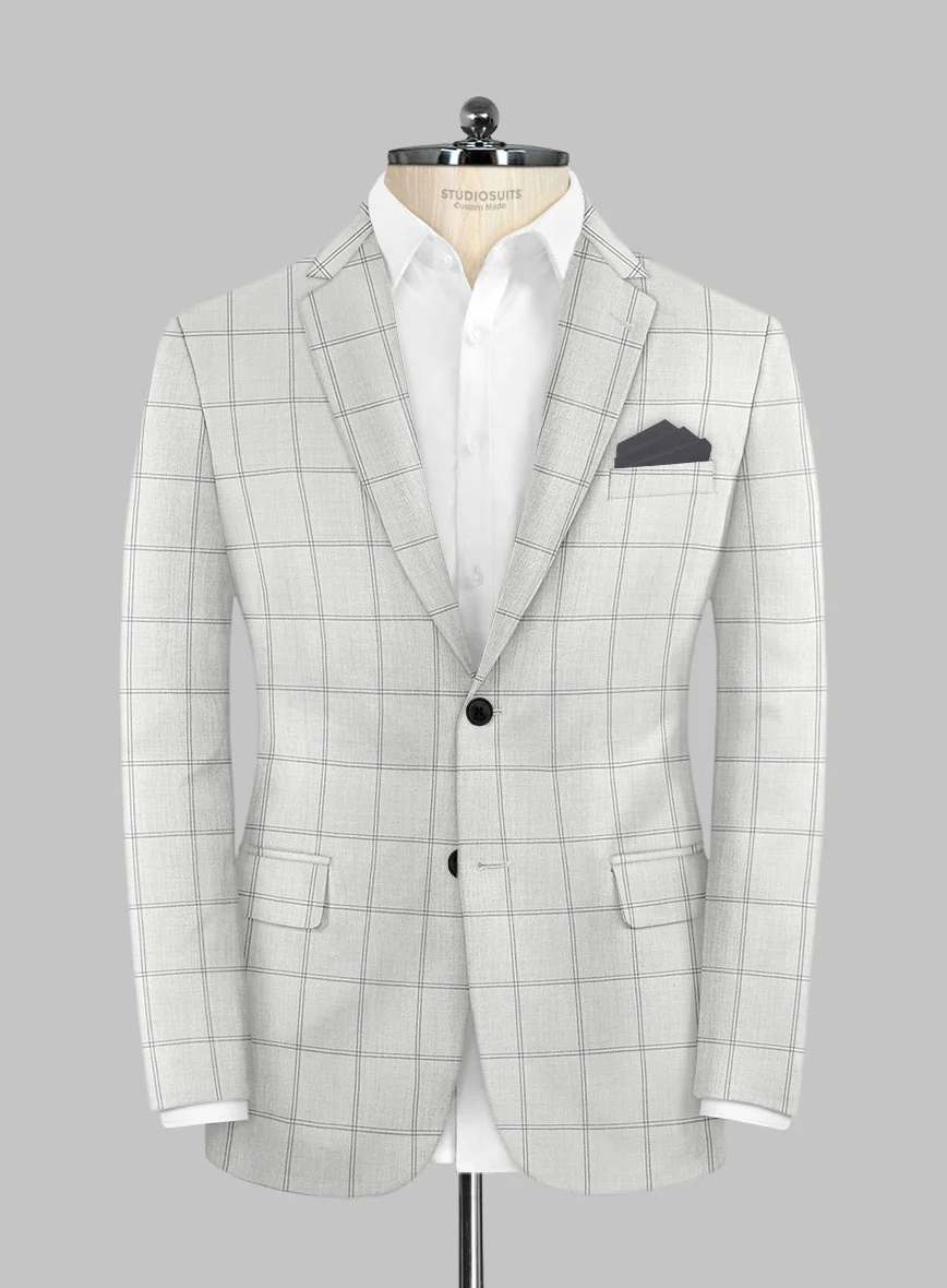 Napolean Noemi Windowpane Light Gray Wool Jacket