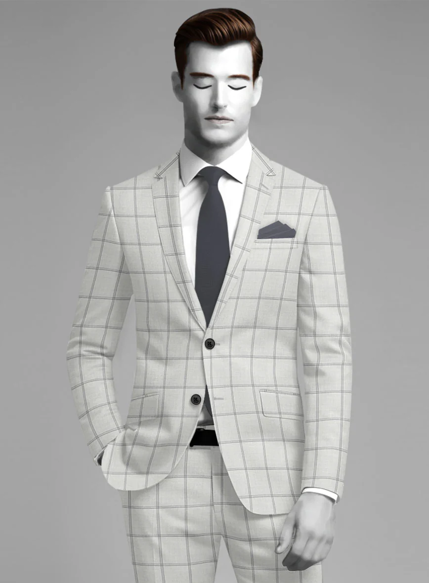 Napolean Noemi Windowpane Light Gray Wool Jacket - Image 2