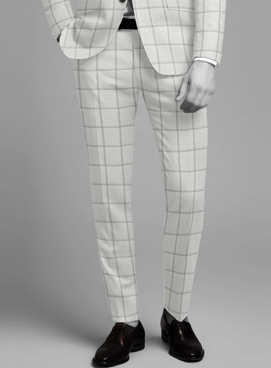 Napolean Noemi Windowpane Light Gray Wool Pants - Image 2