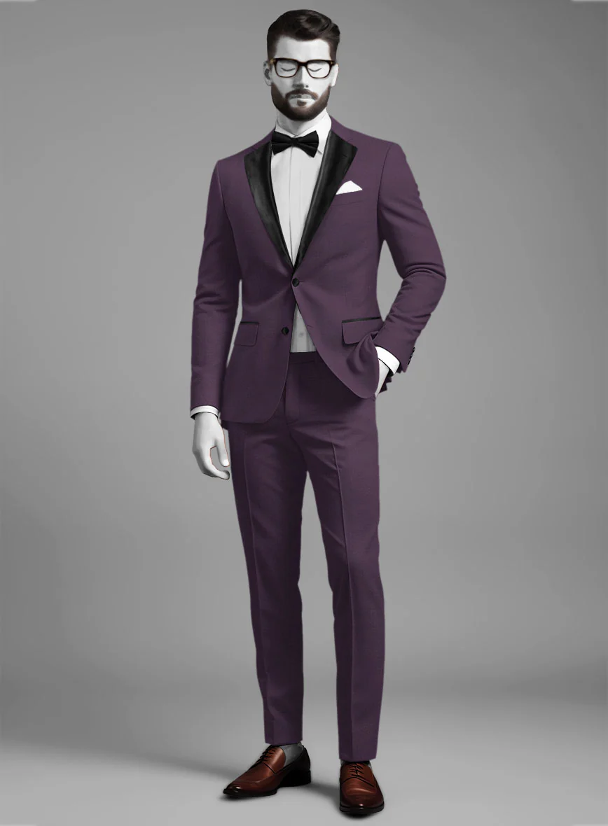 Napolean Purple Wool Tuxedo Suit - Image 2