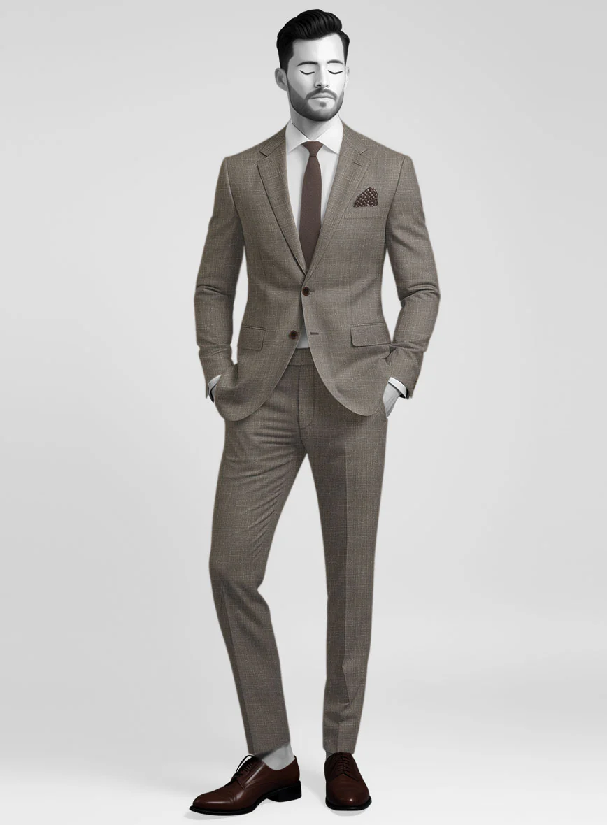 Napolean Ricci Mud Brown Wool Suit
