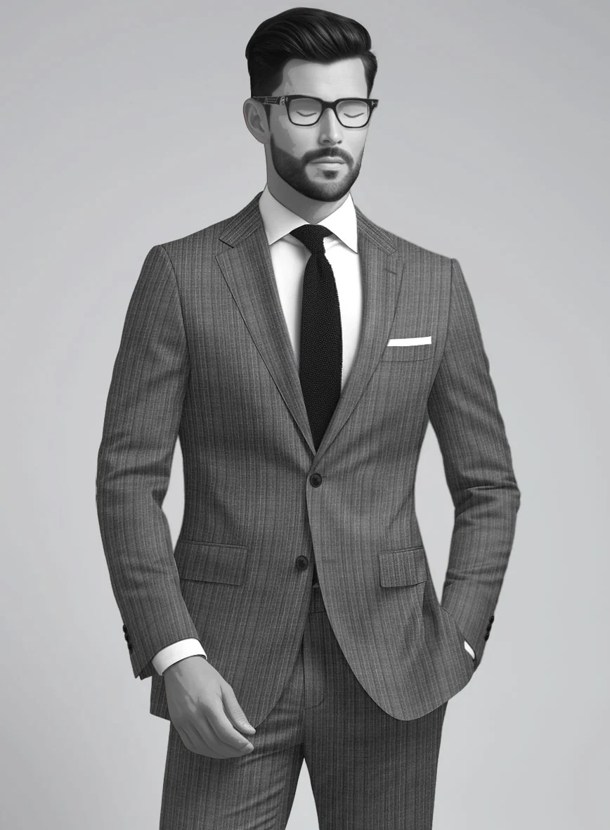 Napolean Romulo Stripe Gray Wool Jacket - Image 2