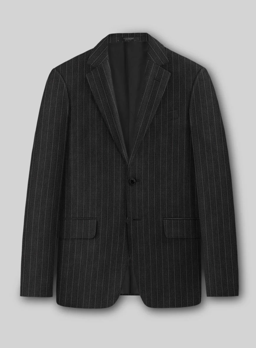 Napolean Santi Stripe Charcoal Wool Suit - Image 2