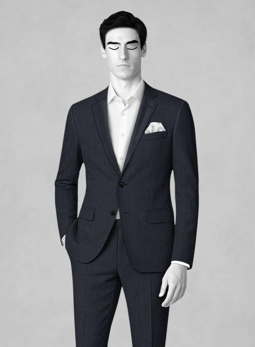 Napolean Self Satin Blue Wool Jacket - Image 2