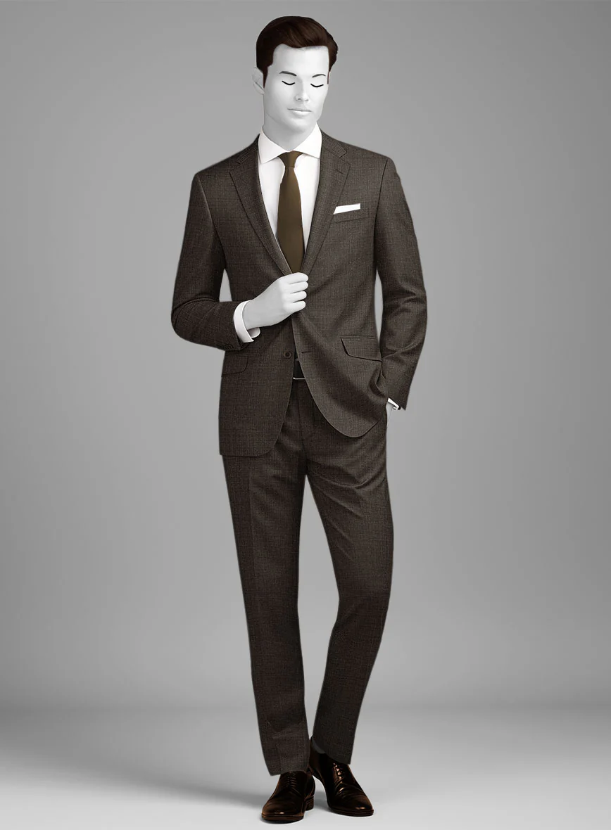 Napolean Sharkskin Brown Wool Suit