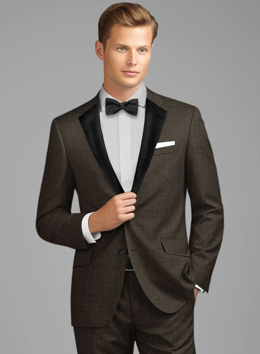 Napolean Sharkskin Brown Wool Tuxedo Suit - Image 3