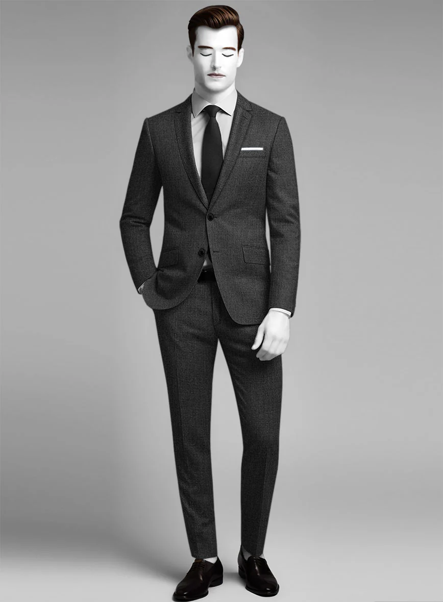 Napolean Sharkskin Charcoal Wool Suit