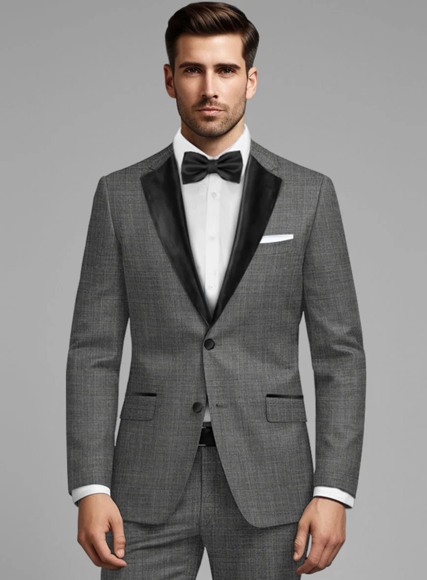 Napolean Sharkskin Gray Wool Tuxedo Jacket - Image 3
