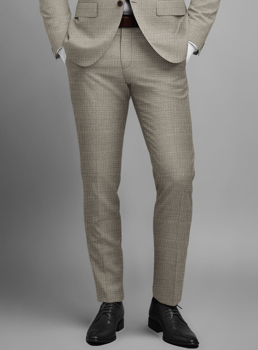 Napolean Sharkskin Light Brown Wool Pants - Image 2