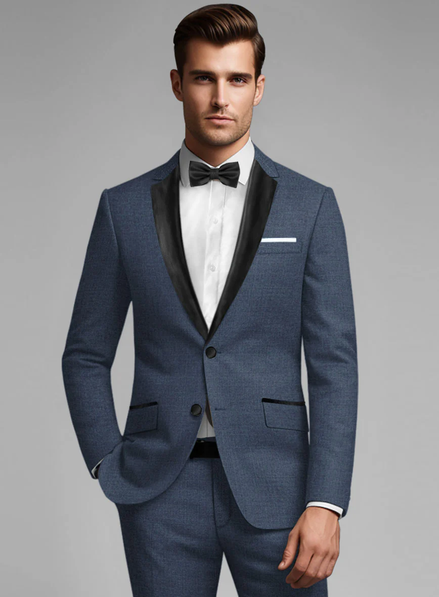 Napolean Slate Blue Wool Tuxedo Jacket - Image 2