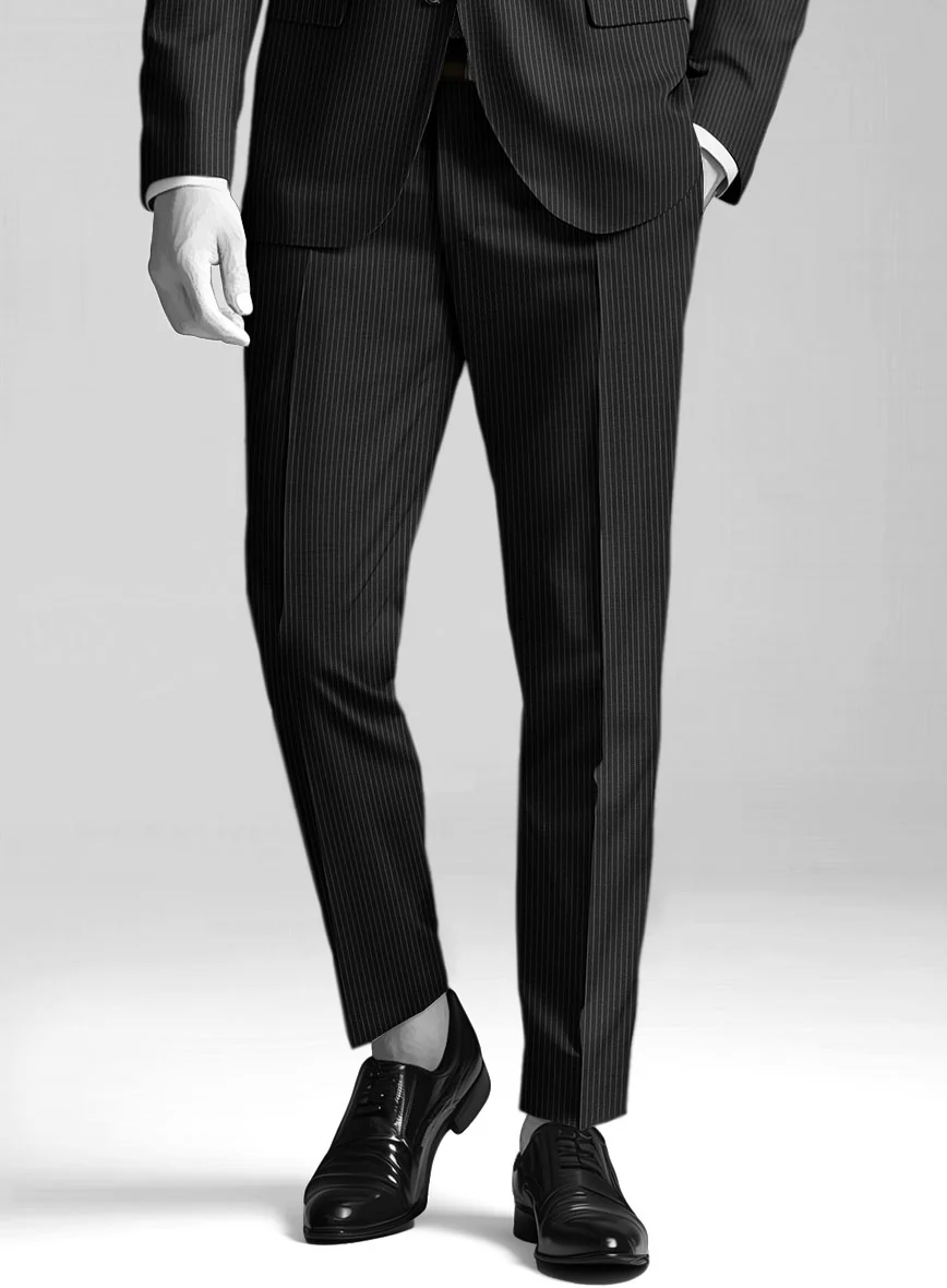 Napolean Slim Stripe Black Wool Suit - Image 6
