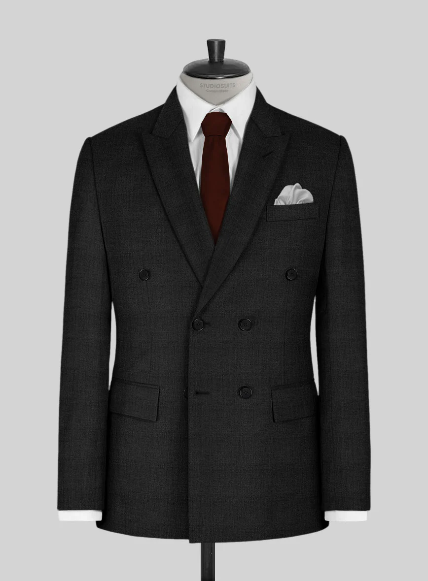 Napolean Stone Black Wool Double Breasted Jacket