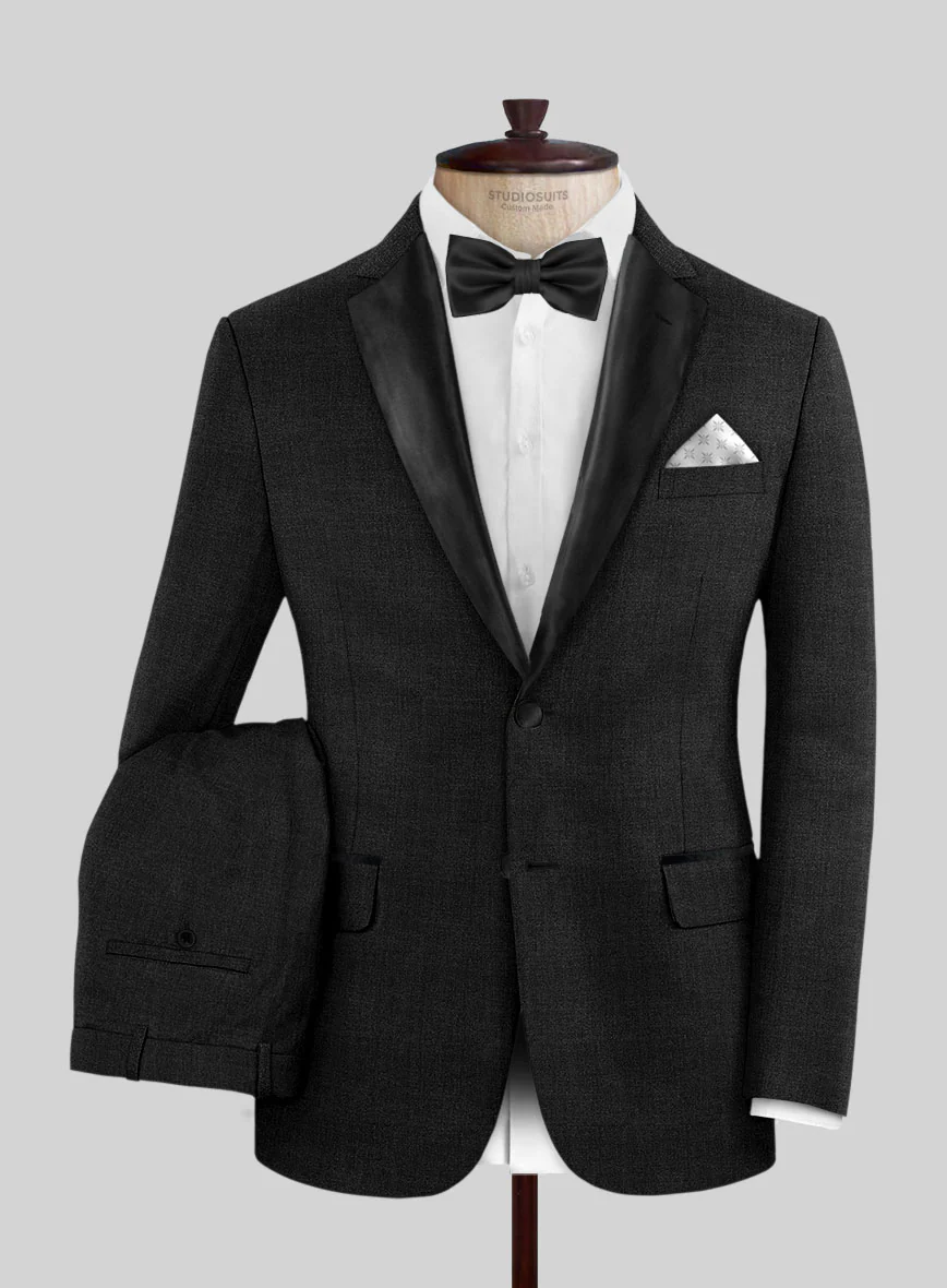 Napolean Stone Black Wool Tuxedo Suit