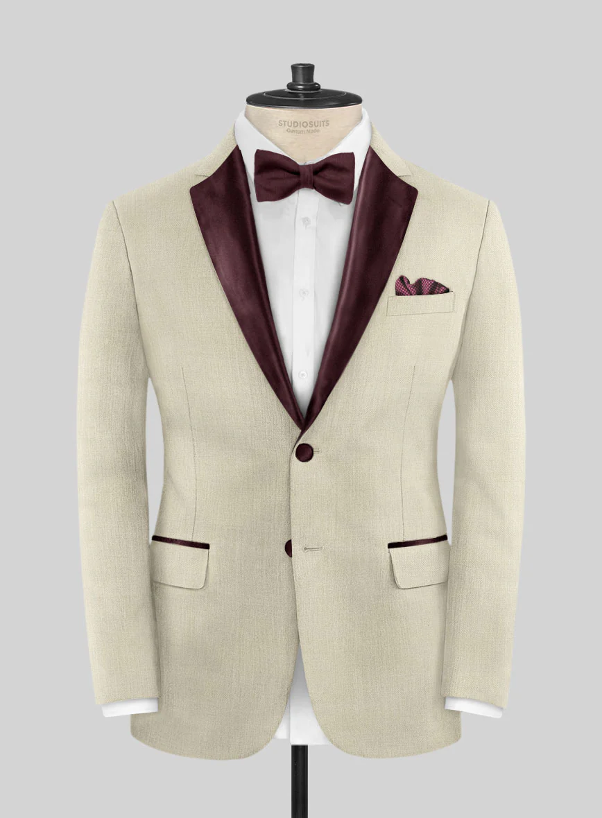 Napolean Stretch Beige Wool Tuxedo Suit - Image 2