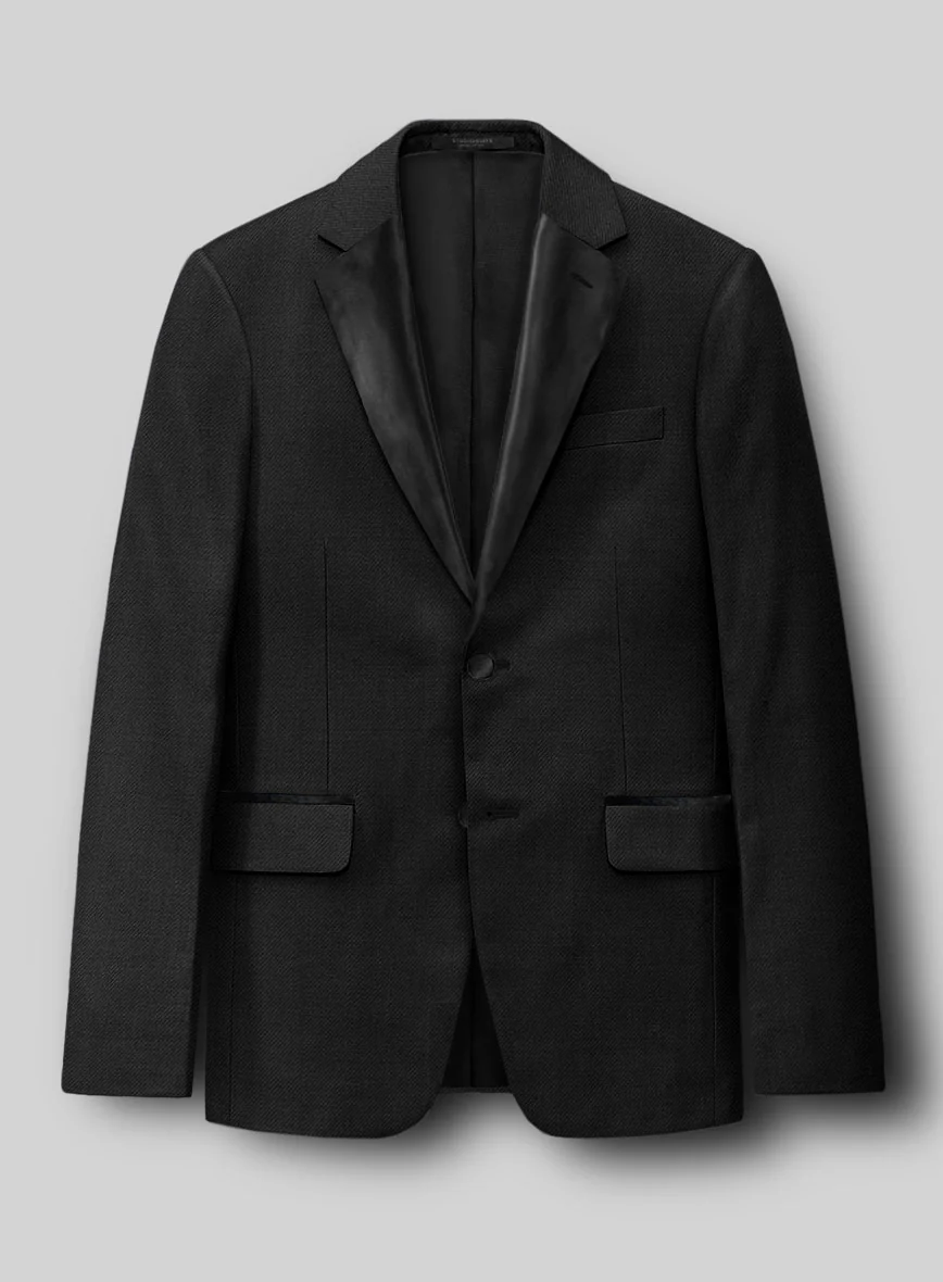 Napolean Stretch Black Wool Tuxedo Suit - Image 4