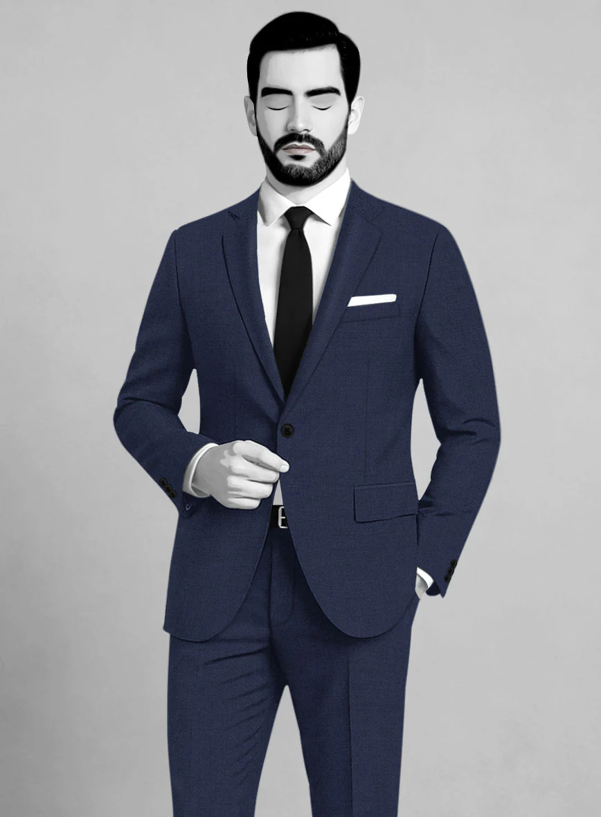 Napolean Stretch Blue Wool Suit - Image 4