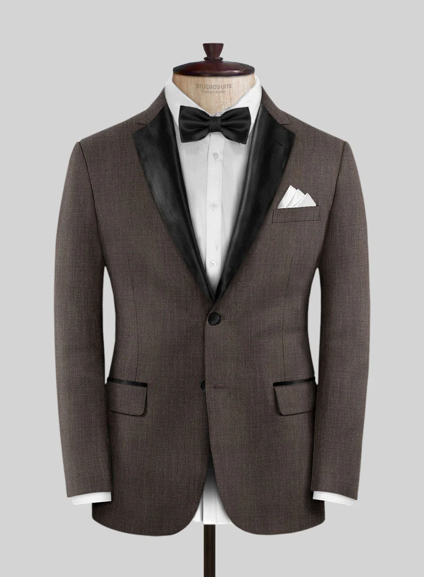 Napolean Stretch Brown Wool Tuxedo Jacket
