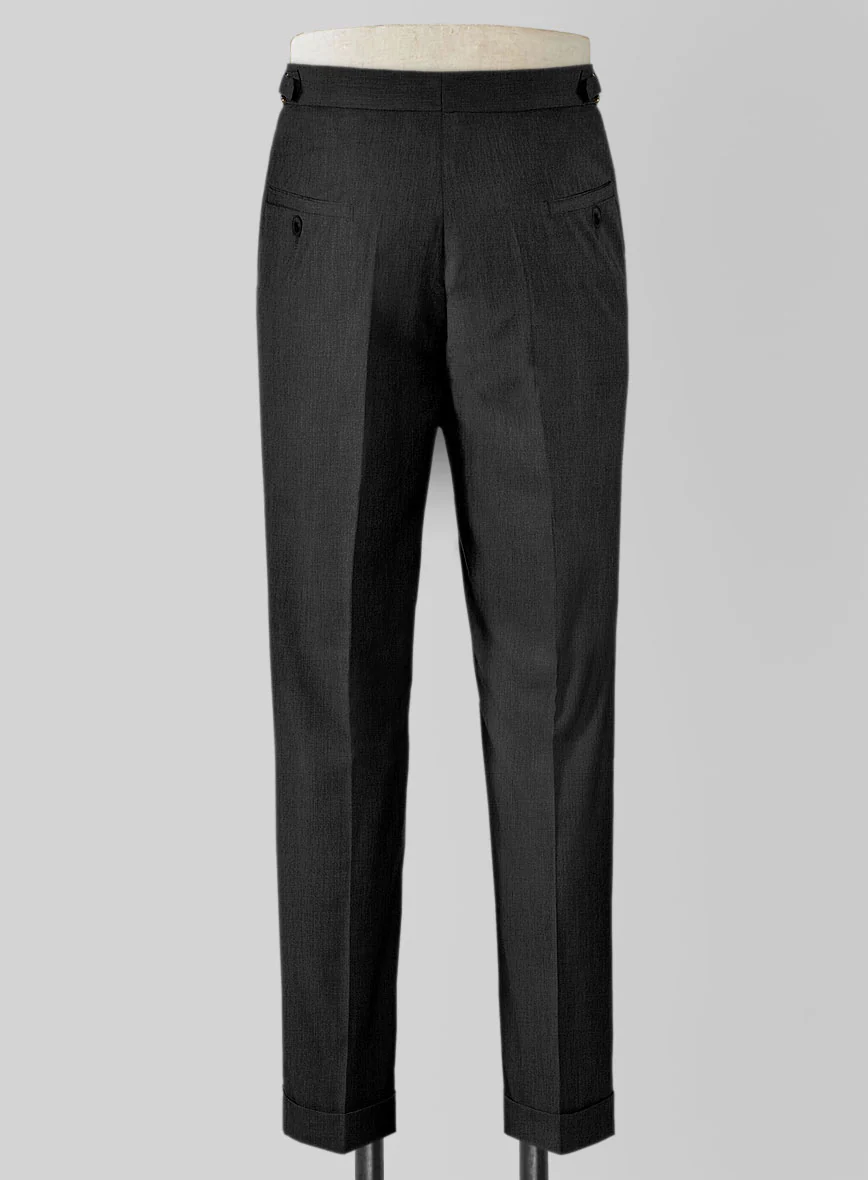 Napolean Stretch Charcoal Highland Wool Trousers - Image 3