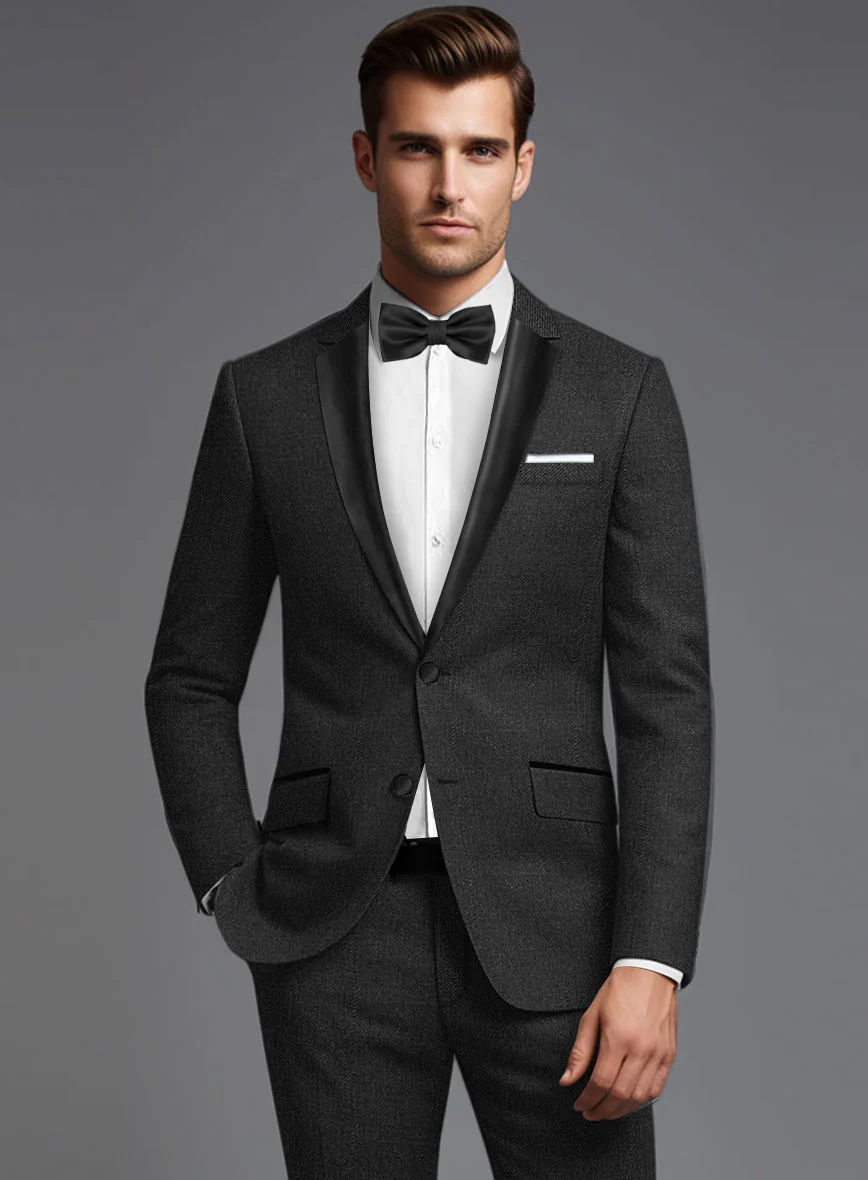 Napolean Stretch Charcoal Wool Tuxedo Suit - Image 4